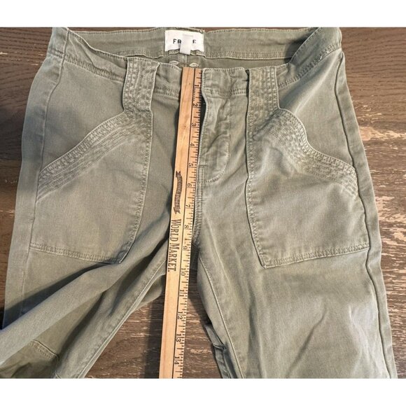 Frame Banded Zipper Bottom Trapunto Moto Pants Joggers Pockets Aloe Green Sz 25 - Picture 7 of 10